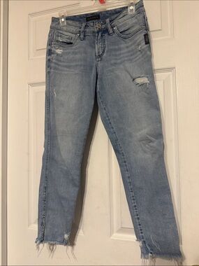 Silver Jeans Light Blue Distressed Cropped Ankle Jeans